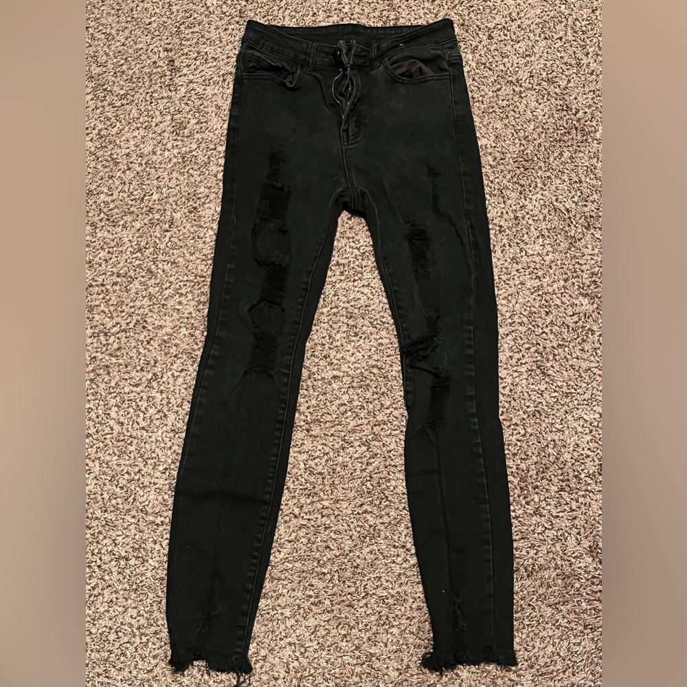 Shein black distressed jeans